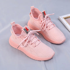 2025 Fashion Spring Female Sneakers Women Shoes Korean Mesh Yellow Ladies Shoes Woman Lace Up Red Black Casual Shoes Breathable