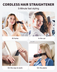 BOPCAL Cordless Hair Straightener Brush 10000mAh LED Display Negative Ions Hair Care Ceramic Electric Hot Heating Comb