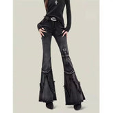 New retro slim-fitting women pants Y2k fashion trendy wasteland trousers legs furrow stretch jeans for women