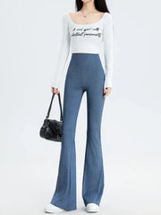 Denim Pants Women Clothing Wear Slightly High Waist Slim Hip Lift 2024 Spring and Autumn New Solid Sports Women Pants