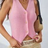 Top para mujer, moda de verano, camisetas sin mangas con cuello en V, cárdigan de punto, ropa, tops cortos 2025, camisola básica para mujer