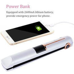 Portable USB Rechargeable Hair Straightener With Power Bank Lock System Travel Flat Irons Wireless Straightening Hair Curler