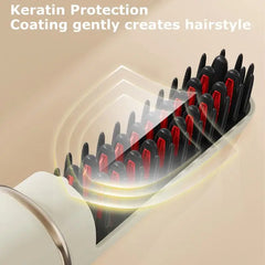 Cordless Hair Straightener Brush Heated Brush Hair Straightener Cordless Hot Comb Rechargeable Straightening Brush with Negative