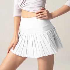 Summer Sports Skirt for Women High-Waisted Tummy-Control Pleated Yoga Tennis Skirt