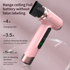 Efficient-Portable Hair Dryer USB Charging Ergonomic Grip Hot And Cold Air Hair Dryer 200W Fast Drying With Nozzle For Travel