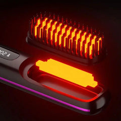 Lcd Usb Charging Ceramic Heating Electric Comb Hair Straightener Wireless Portable Mini Hair Straightener