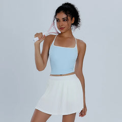 Women's Tennis Skirt High Waisted Anti-Slip Shorts with Pockets Naked Feel for Running Yoga Workout