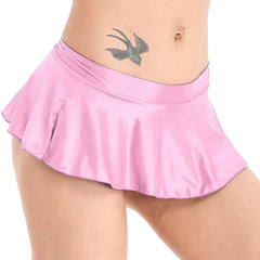Sexy Womens Glossy Short Skirt Shiny Skater Dance Party Skirt Sexy V Waist Design Pleated Skirts Summer High Waist Skirts
