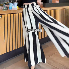Women Pants 2025 New Striped Wide leg Pants For Female Casual Versatile Fashion Large Size Trousers Female Casual Pants