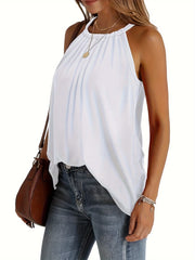 Tops de verano para mujer, tops casuales tipo túnica para usar con leggings, blusas de mujer, tops de tirantes con cuello halter, tops de verano de cuello alto sin mangas