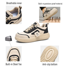 Zapatos de seguridad ligeros para mujer, cómodos zapatos de trabajo para mujer, zapatillas con punta de acero, transpirables, antideslizantes, botas de trabajo de senderismo de verano para mujer.