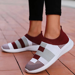 Zapatillas de deporte para mujer, zapatos de moda para caminar, zapatillas de tela de malla para mujer, zapatos planos tipo calcetín sin cordones, zapatillas de deporte para mujer