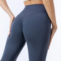 High-waisted yoga pants Hip Lift Belly Lift Quick Dry Ladies Peach Nude fitness tights Nude running Shark pants