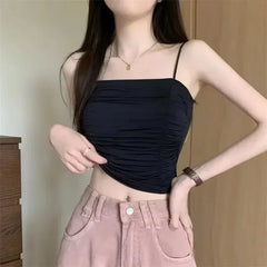 Camisetas sexys para mujer, tops de tubo sin mangas, tops para niñas con tirantes, camisola blanca para mujer, sujetadores acolchados, ropa para mujer, top de corsé