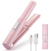 2-IN-1 Cordless Electric Heating Hair Straightener Rechargeable Travel Double Use Straight Hair Straightener And Curling Iron