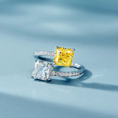 Anillo ajustable Huitan de nuevo estilo con circonita cúbica cuadrada brillante de princesa, accesorio para fiesta de compromiso, joyería de diseño de moda, regalo.