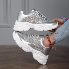 Women Sneakers Running Shoes Sports Casual Shoes Sportwear Walking shoesPatent leather sequined daddy women
