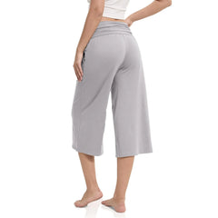 women pants summer loose cropped pants High Waist Solid Color Casual Trousers Pants With Pockets cozy breathable pantalon femme