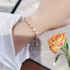 Elegante pulsera de perlas barrocas para mujer, pulsera ajustable de lujo, joyería de moda para niña, regalo de fiesta de cumpleaños