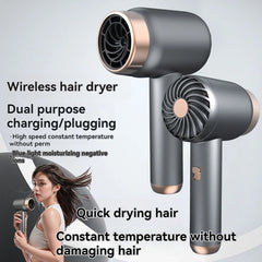 Wireless hair dryer, charging hair dryer, portable for home use in dormitories, negative ion hot and cold hair dryer with1500mAh