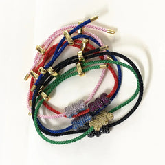 Pulsera para mujer bañada en oro de 18k, cristal, circonita, osito, cadena de cuerda, moda colorida, joyería, regalo de pareja