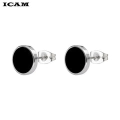 Pendientes ICAM de moda bohemios vintage, bonitos pendientes geométricos negros redondos de acero inoxidable, el mejor regalo para mujeres y niñas.