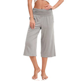 women pants summer loose cropped pants High Waist Solid Color Casual Trousers Pants With Pockets cozy breathable pantalon femme