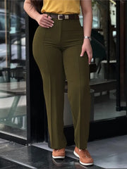 Women's Pants Spring Autumn High Waist Straight Leg Work Pants New Fashion Solid Long Pants Slim Fit Elegant Pants Female