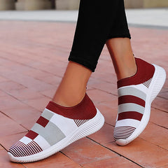 Zapatillas de deporte para mujer, zapatos de moda para caminar, zapatillas de tela de malla para mujer, zapatos planos tipo calcetín sin cordones, zapatillas de deporte para mujer