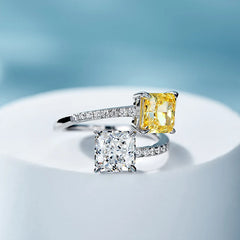 Anillo ajustable Huitan de nuevo estilo con circonita cúbica cuadrada brillante de princesa, accesorio para fiesta de compromiso, joyería de diseño de moda, regalo.