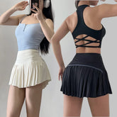 Summer Sports Skirt for Women High-Waisted Tummy-Control Pleated Yoga Tennis Skirt