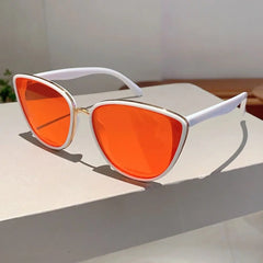Casual Vintage Cat Eye Sunglasses Coated UV400 Protective Eyewear Gradient Lens Trendy Mirror Shades for Women & Men