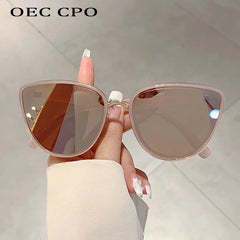 Vintage Cat Eye Sunglasses Women Fashion Coating Mirror Shades Sun Glasses Female Trendy Gradient Style UV400 Outdoor Eyewear