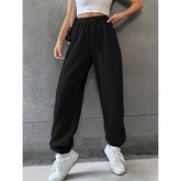 Women's Fashion Pants Casual Loose Sweatpants Drawstring Pants Solid Colour Elastic Waist Female Pants New Street Wear