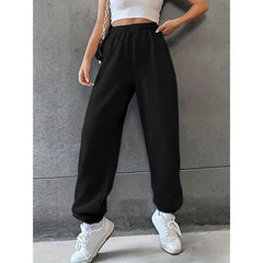 Women's Fashion Pants Casual Loose Sweatpants Drawstring Pants Solid Colour Elastic Waist Female Pants New Street Wear