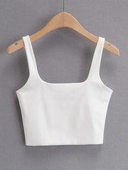 2025 Summer Women Sexy Sleeveless Tops Fashion Short Square Collar Tank Tops 6 Colors