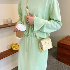 Fashion Mini Women Shoulder Handbags Cheese Shaped Crossbody Handbags Small Square Slice Pendant Satchels for Girl Purse