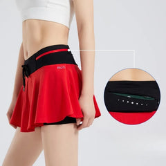 Running Short Skirt with Lining for Women in Summer Breathable Training Fitness Track and Field Marathon Running Skirt