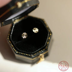 925 Sterling Silver Plating 14K Gold Exquisite Pattern Circle Earrings for Women Fashion Versatile Minimalist Jewelry