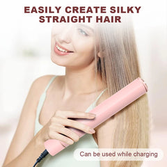 Portable Travel Cordless Hair Straightener Brush for Women - USB-C Charge While Use, Wireless Styling Comb