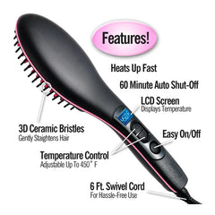 Electric Hair Straightener Brush Ionic Hair Straightening Iron Professional Ceramic Hair Styling Massager Tools Heating Hot Comb