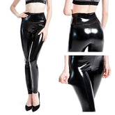 women\'s latex leggings Push Up Women Black Leggings High Waist Elastic PU Leather Skinny Pants Shiny Wet Look Metallic Latex