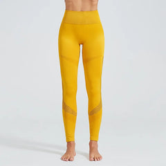 Women Fitness Leggings High Waist Seamless Yoga Pants Leg Hollow Out Design Lady Workout Running Leggings Hip Lift Slim Tights