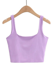 2025 Summer Women Sexy Sleeveless Tops Fashion Short Square Collar Tank Tops 6 Colors