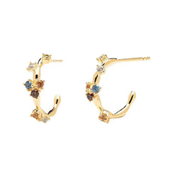 925 Sterling Silver Round Earrings Fashion Colorful Zirconia Earrings Birthday Gift For Women's Fine Jewelry