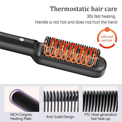 High Quality Electric Straighten Hair Brush Professional Curler Straightener Comb Fashion Fast Heating Ceramic Hair Straightener