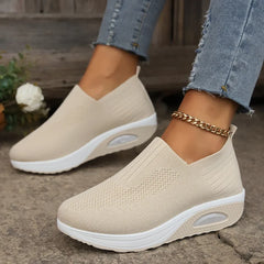2025 Women Walking Shoes Air Cushion Non Slip Orthopedic Shoes Ladies Platform Mules Breathable Wedge Female Sneakers