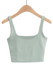 2025 Summer Women Sexy Sleeveless Tops Fashion Short Square Collar Tank Tops 6 Colors