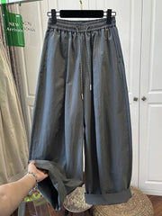 Women Loose Casual Pants 2025 New High Waist Wide Legs Trousers Korean Fashion Versatile Female Straight Through Pants