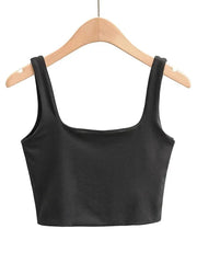 2025 Summer Women Sexy Sleeveless Tops Fashion Short Square Collar Tank Tops 6 Colors